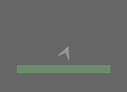 反対側の足で跳ね返ったやじり型